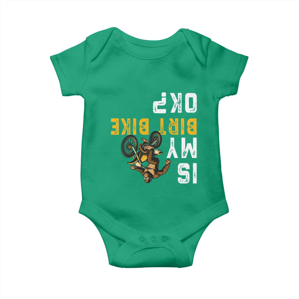Funny Bigfoot Sasquatch Biker Baby Onesie Is My Dirt Bike OK - Wonder Print Shop