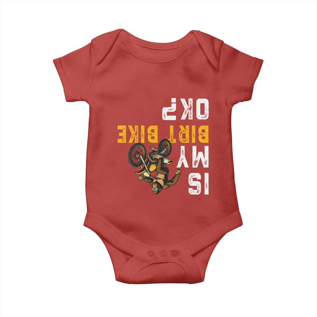 Funny Bigfoot Sasquatch Biker Baby Onesie Is My Dirt Bike OK - Wonder Print Shop