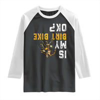 Funny Bigfoot Sasquatch Biker Raglan Shirt Is My Dirt Bike OK - Wonder Print Shop