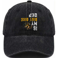 Funny Bigfoot Sasquatch Biker Washed Cotton Baseball Cap Is My Dirt Bike OK