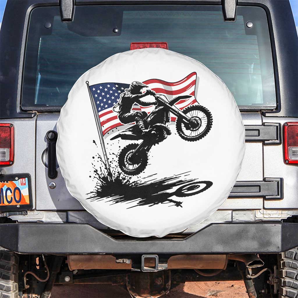 Dirt Bike American Flag Motocross Spare Tire Cover - Wonder Print Shop
