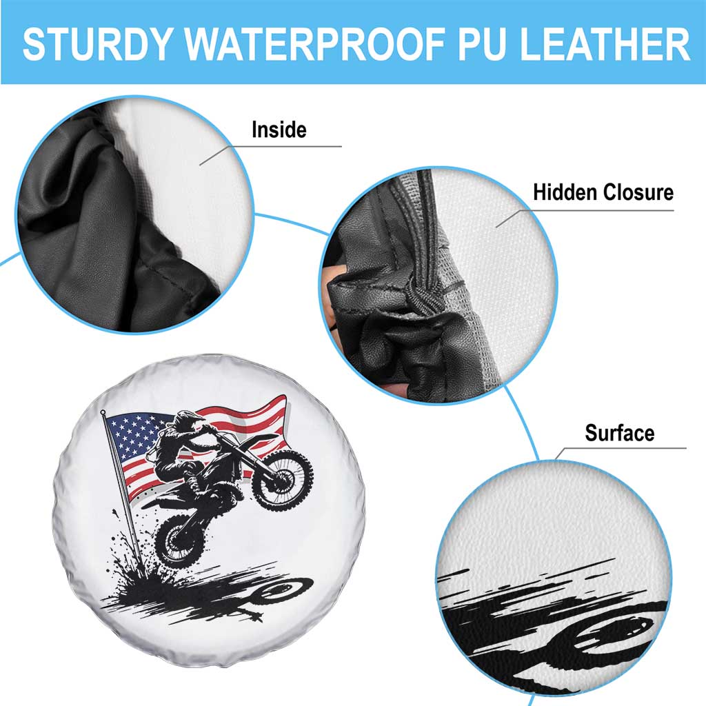 Dirt Bike American Flag Motocross Spare Tire Cover - Wonder Print Shop