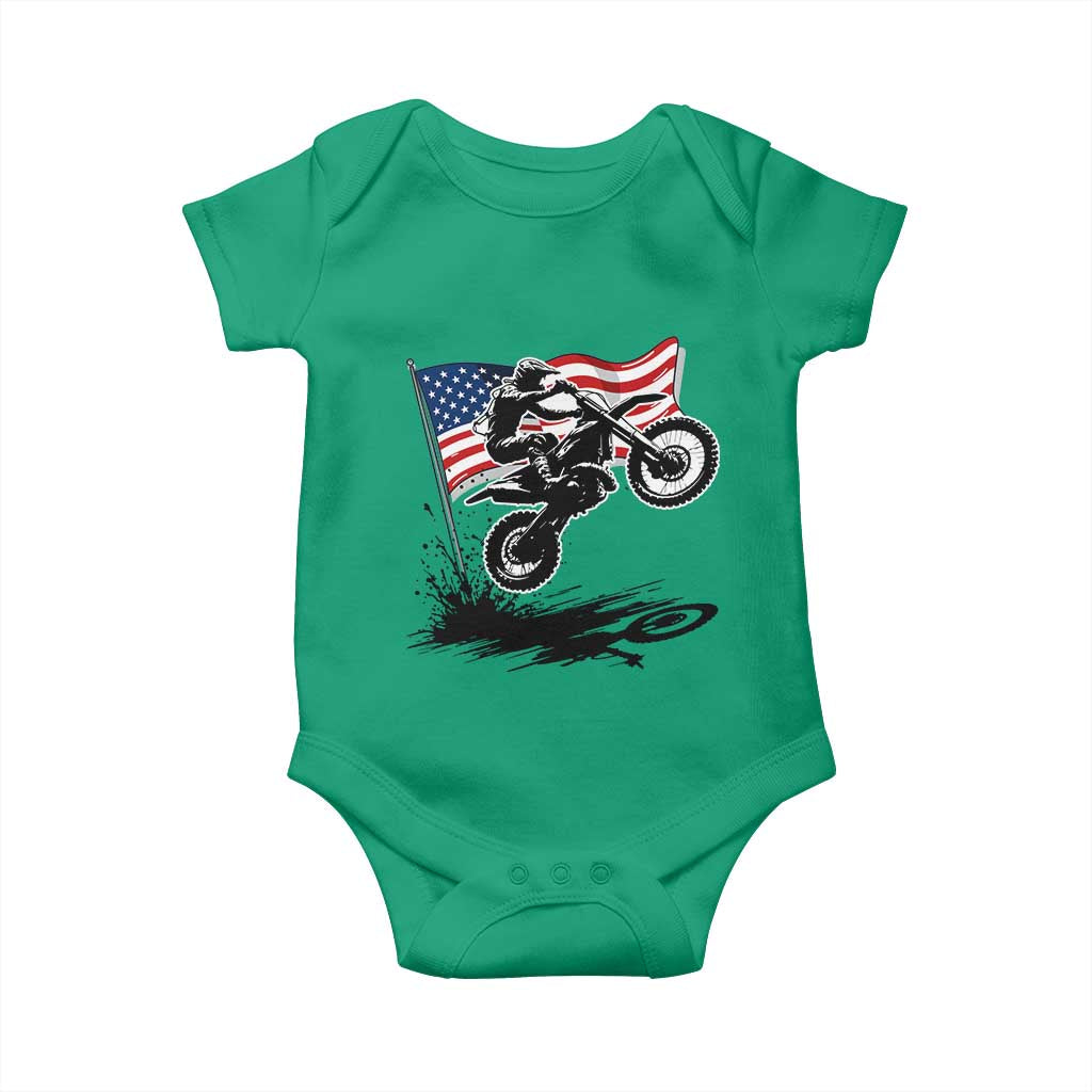 Dirt Bike American Flag Motocross Baby Onesie - Wonder Print Shop