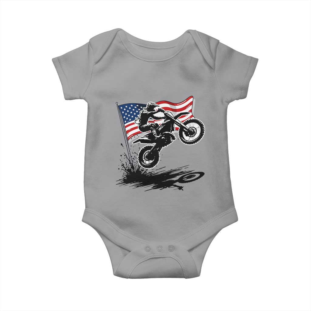 Dirt Bike American Flag Motocross Baby Onesie - Wonder Print Shop