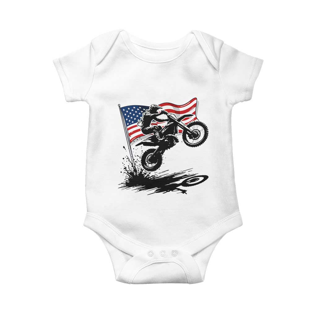 Dirt Bike American Flag Motocross Baby Onesie - Wonder Print Shop