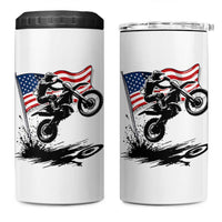 Dirt Bike American Flag Motocross 4 in 1 Can Cooler Tumbler