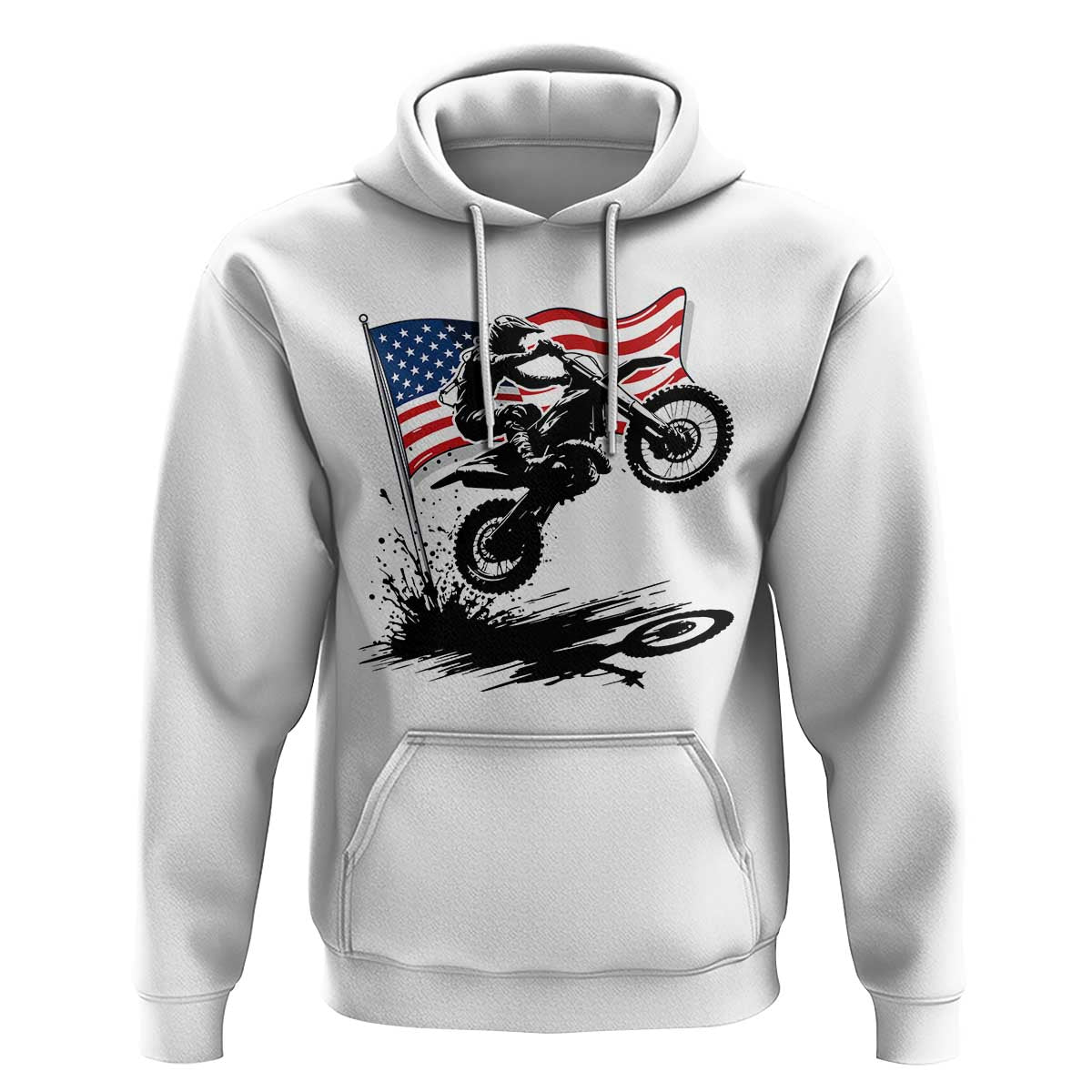 Dirt Bike American Flag Motocross Hoodie - Wonder Print Shop