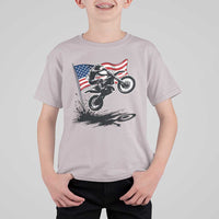 Dirt Bike American Flag Motocross T Shirt For Kid - Wonder Print Shop