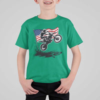 Dirt Bike American Flag Motocross T Shirt For Kid - Wonder Print Shop