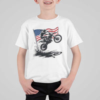 Dirt Bike American Flag Motocross T Shirt For Kid - Wonder Print Shop
