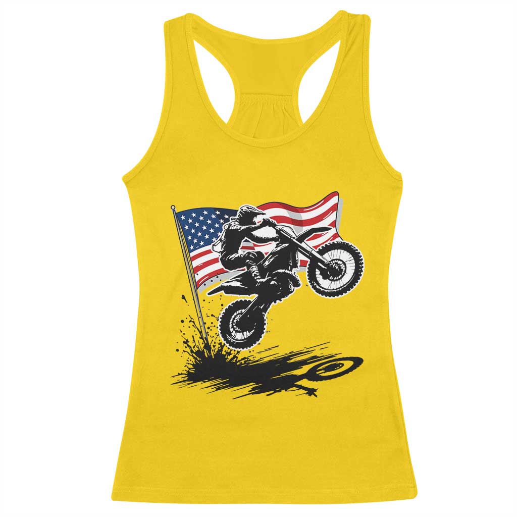 Dirt Bike American Flag Motocross Racerback Tank Top - Wonder Print Shop
