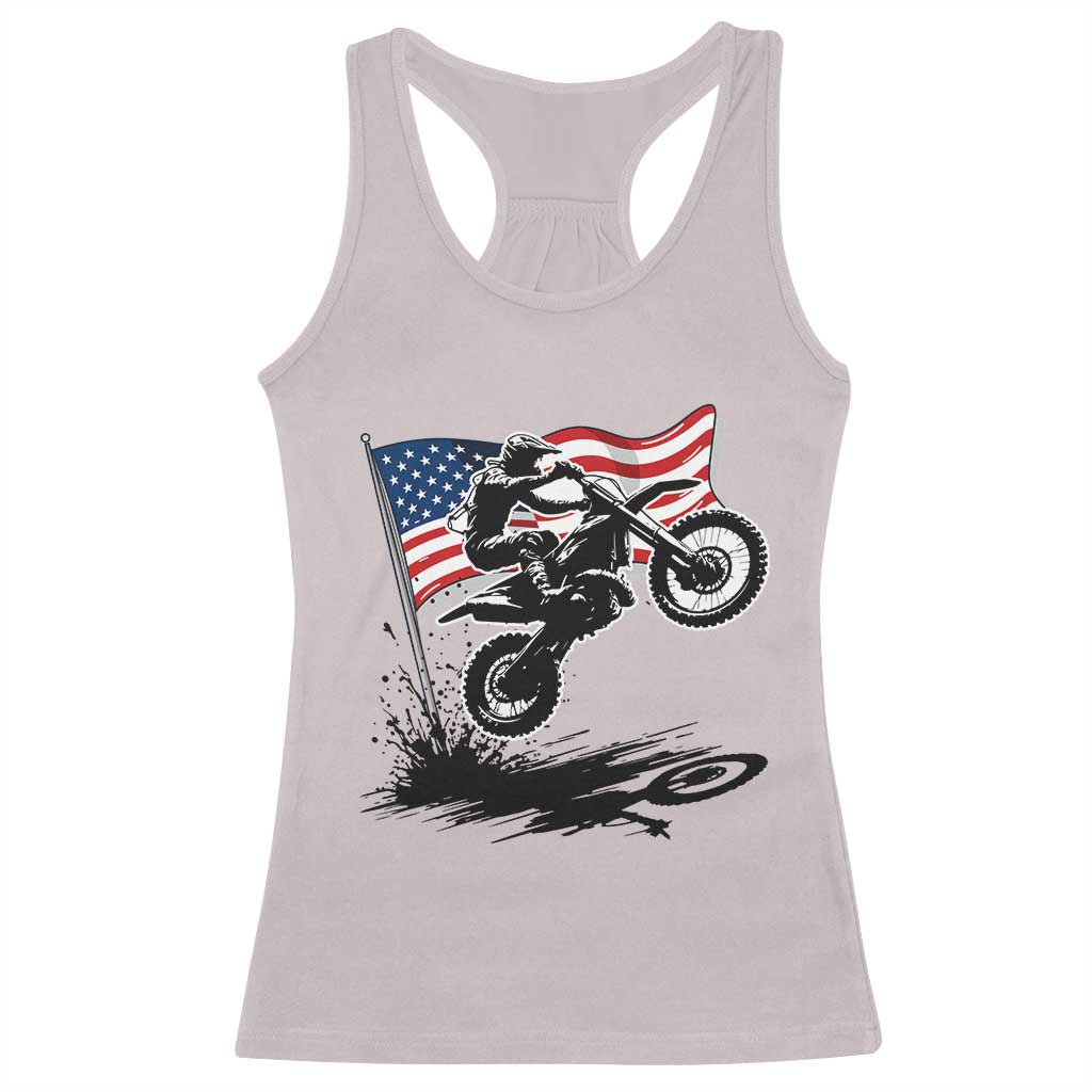 Dirt Bike American Flag Motocross Racerback Tank Top - Wonder Print Shop