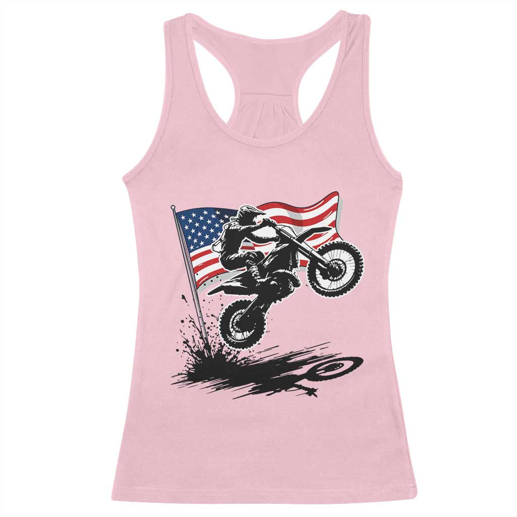Dirt Bike American Flag Motocross Racerback Tank Top - Wonder Print Shop