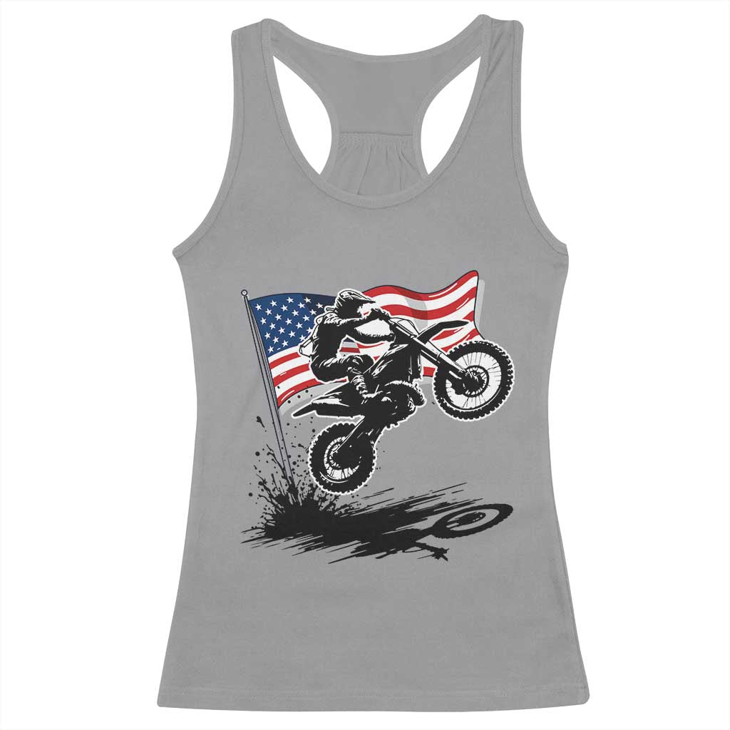 Dirt Bike American Flag Motocross Racerback Tank Top - Wonder Print Shop