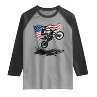 Dirt Bike American Flag Motocross Raglan Shirt - Wonder Print Shop