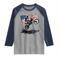 Dirt Bike American Flag Motocross Raglan Shirt - Wonder Print Shop