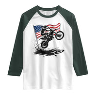 Dirt Bike American Flag Motocross Raglan Shirt - Wonder Print Shop