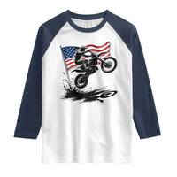 Dirt Bike American Flag Motocross Raglan Shirt - Wonder Print Shop