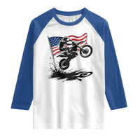Dirt Bike American Flag Motocross Raglan Shirt - Wonder Print Shop
