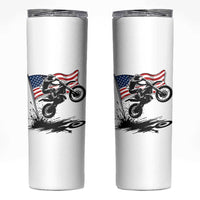 Dirt Bike American Flag Motocross Skinny Tumbler