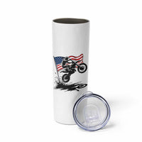 Dirt Bike American Flag Motocross Skinny Tumbler