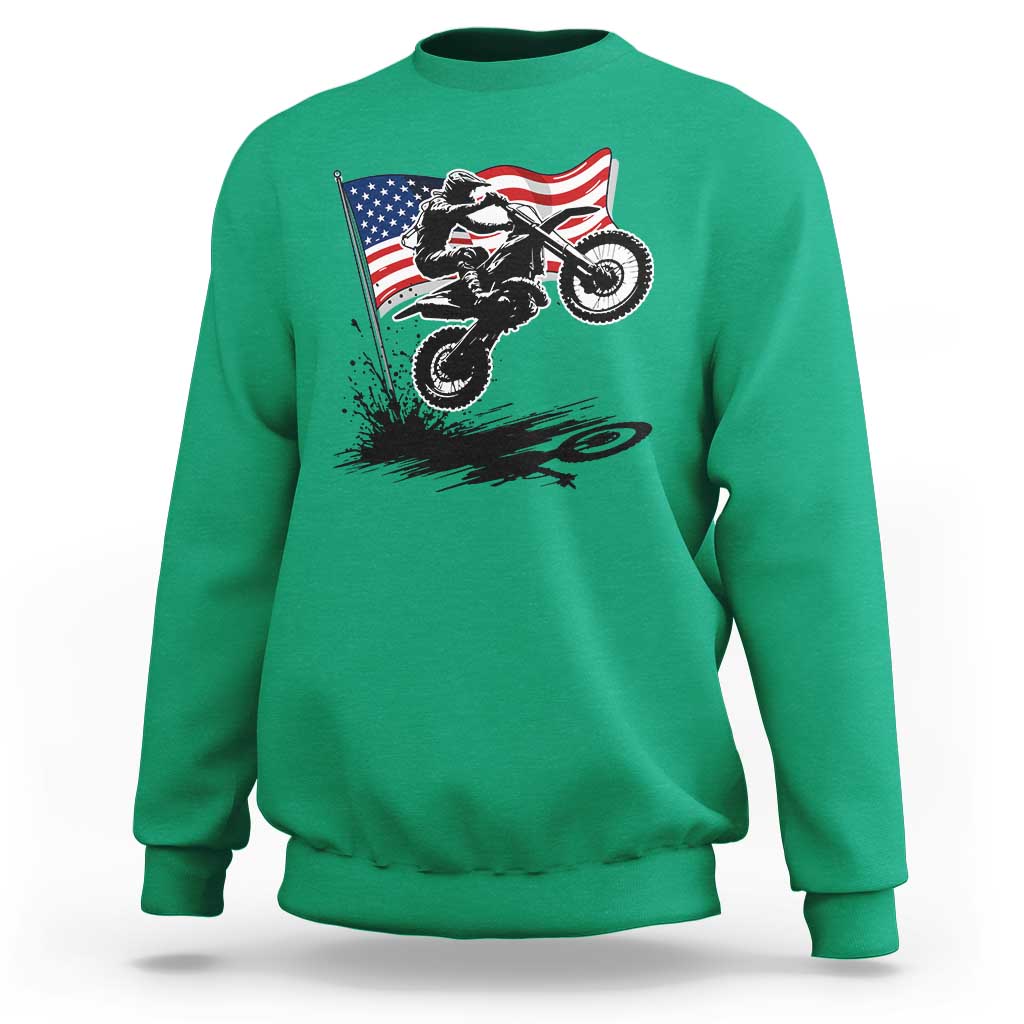 Dirt Bike American Flag Motocross Sweatshirt - Wonder Print Shop