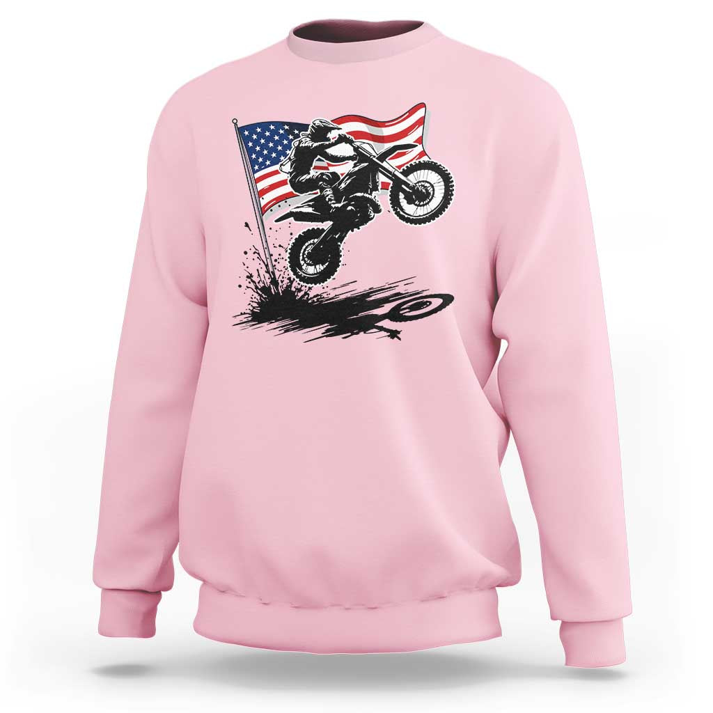 Dirt Bike American Flag Motocross Sweatshirt - Wonder Print Shop