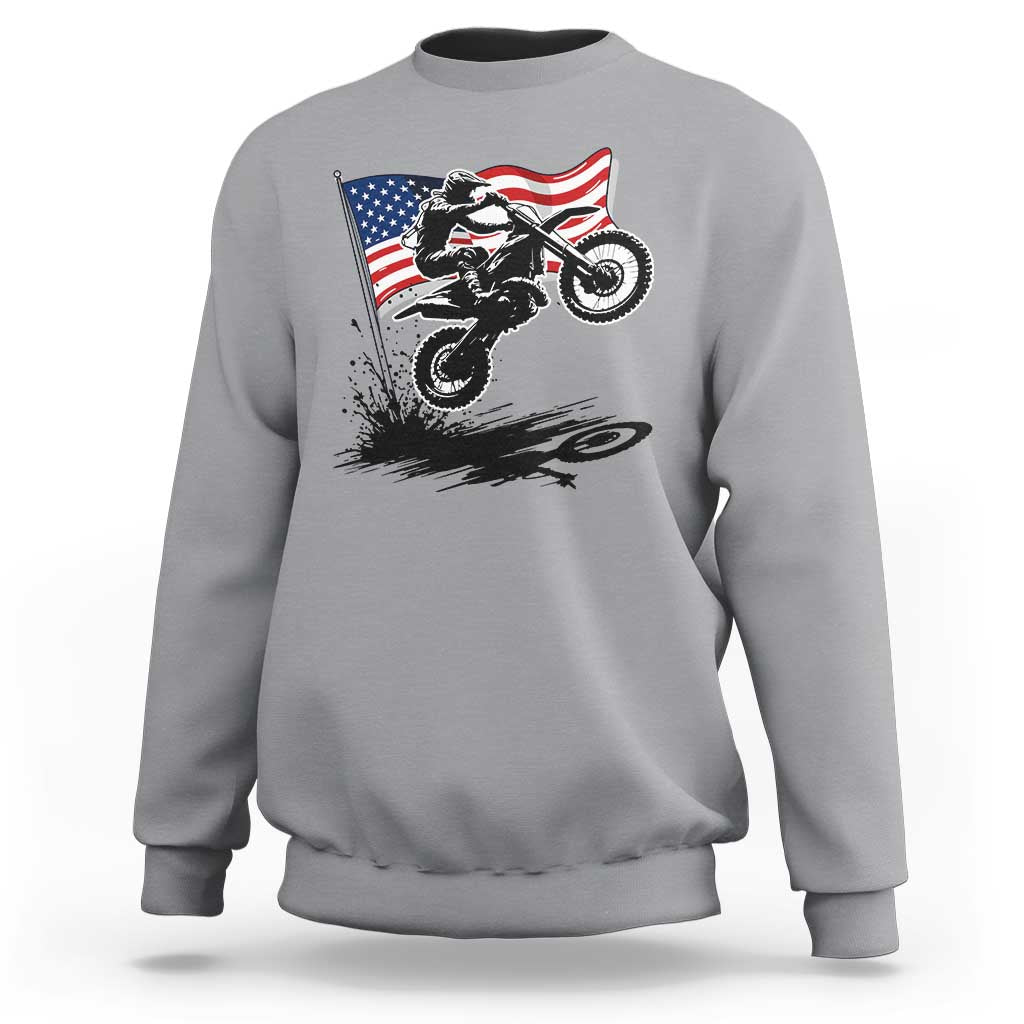 Dirt Bike American Flag Motocross Sweatshirt - Wonder Print Shop