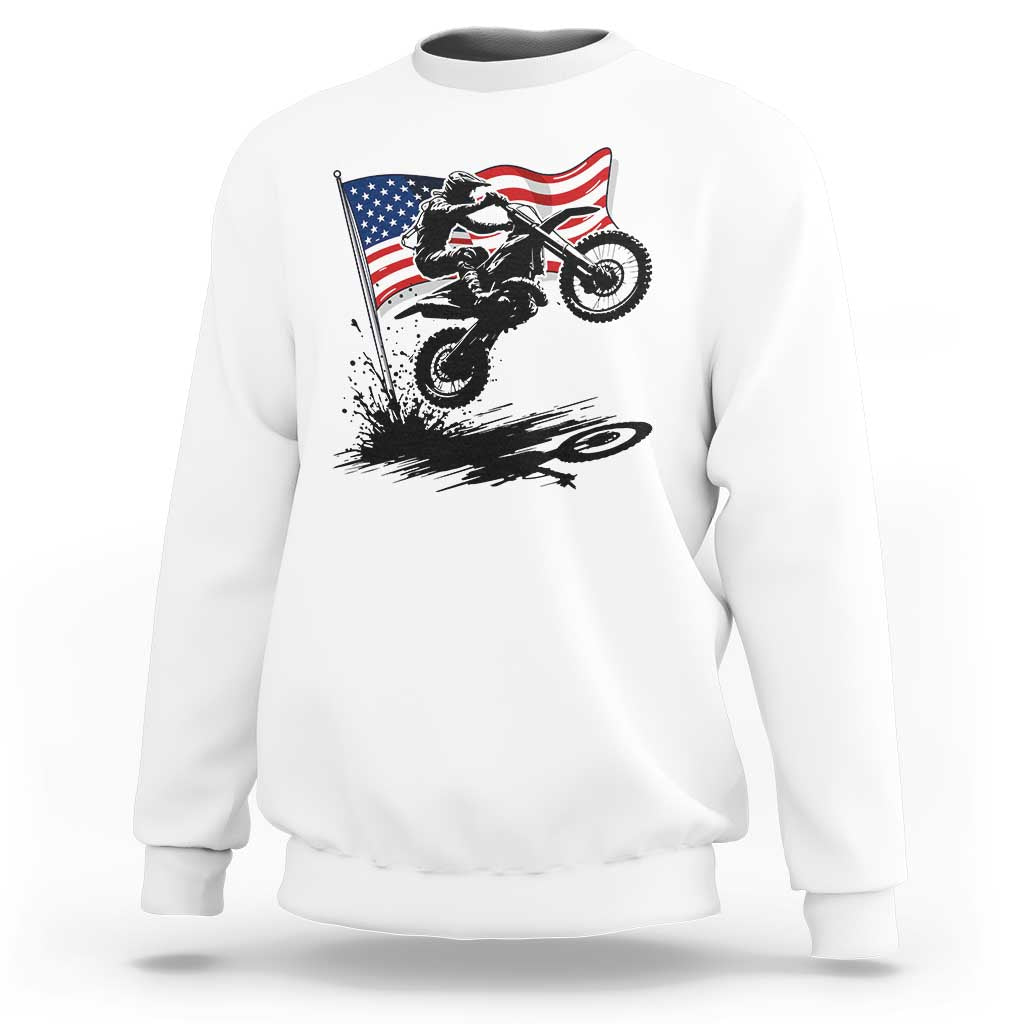 Dirt Bike American Flag Motocross Sweatshirt - Wonder Print Shop