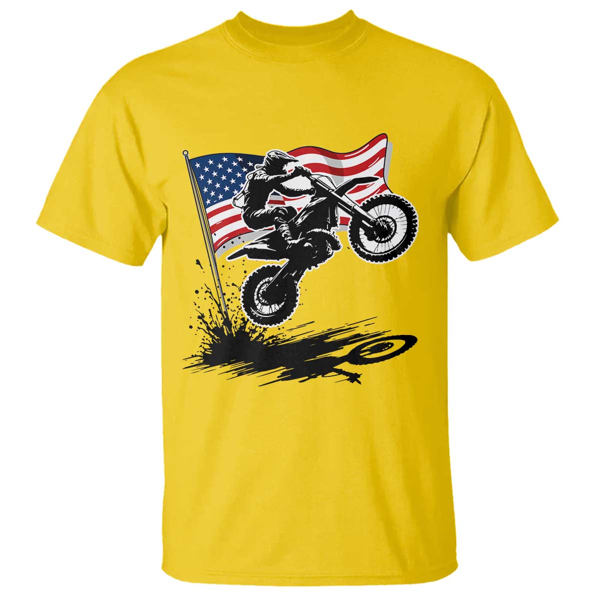 Dirt Bike American Flag Motocross T Shirt - Wonder Print Shop