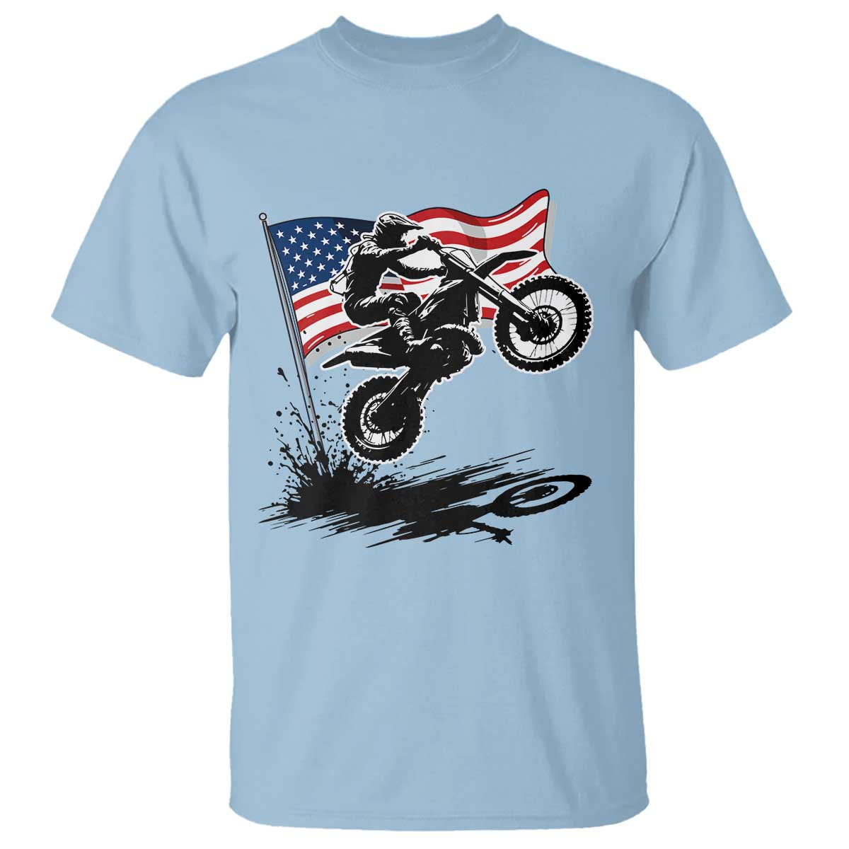 Dirt Bike American Flag Motocross T Shirt - Wonder Print Shop