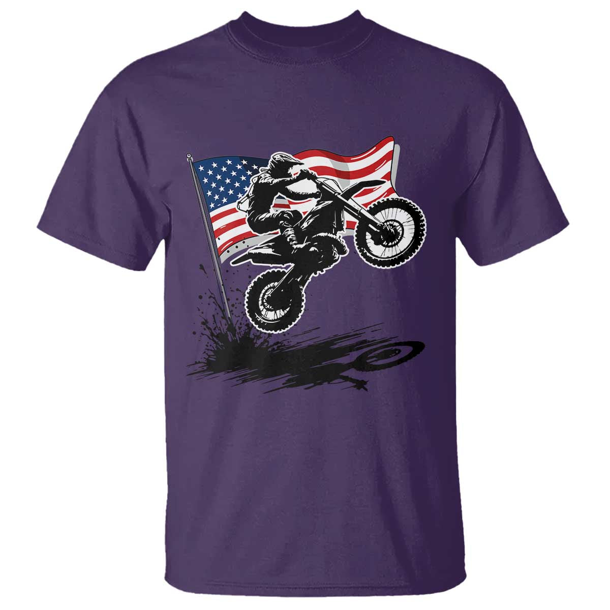 Dirt Bike American Flag Motocross T Shirt - Wonder Print Shop