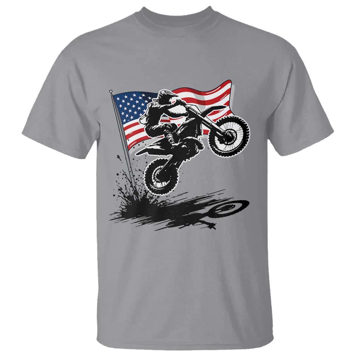 Dirt Bike American Flag Motocross T Shirt - Wonder Print Shop