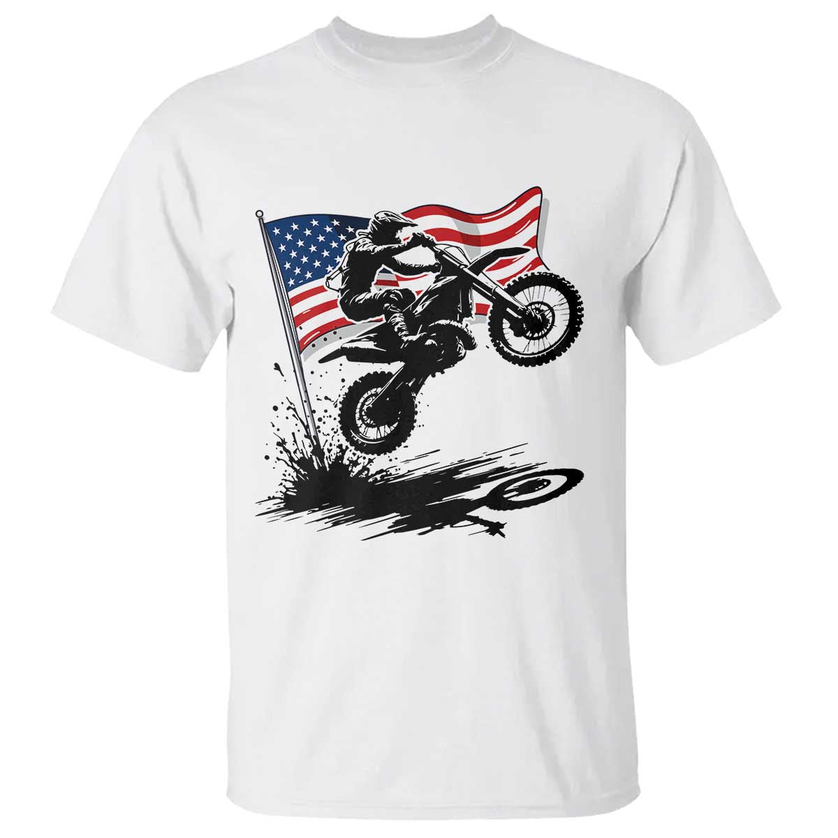 Dirt Bike American Flag Motocross T Shirt - Wonder Print Shop