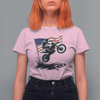 Dirt Bike American Flag Motocross T Shirt For Women - Wonder Print Shop