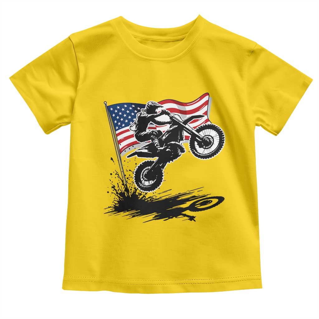 Dirt Bike American Flag Motocross Toddler T Shirt - Wonder Print Shop