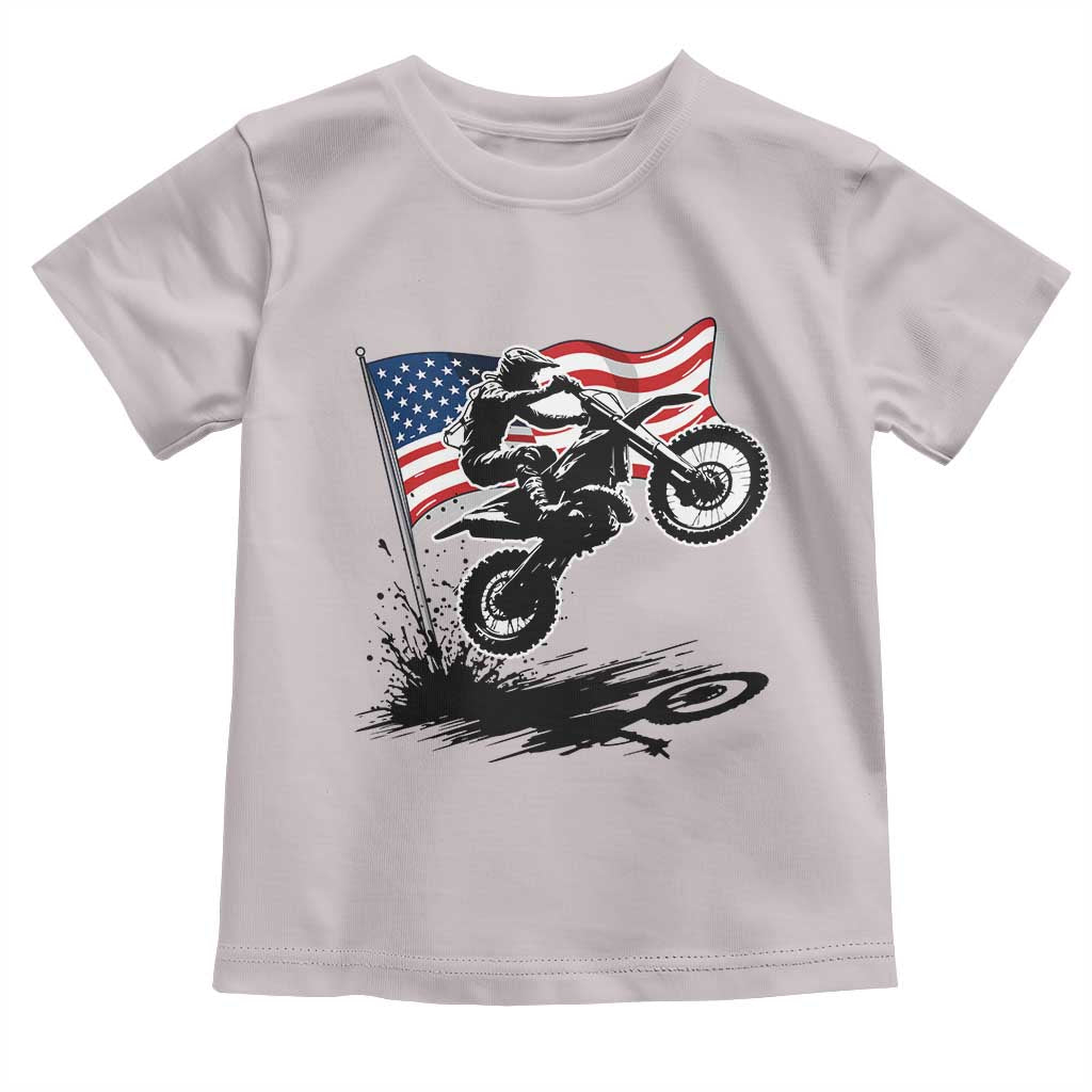 Dirt Bike American Flag Motocross Toddler T Shirt - Wonder Print Shop