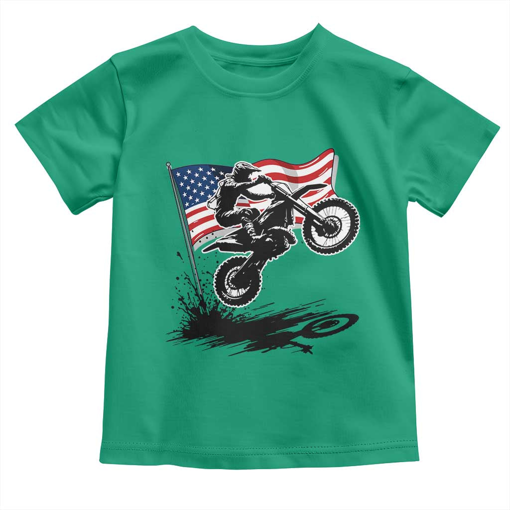 Dirt Bike American Flag Motocross Toddler T Shirt - Wonder Print Shop