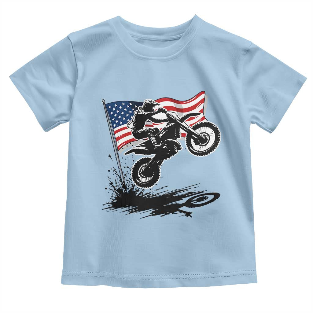 Dirt Bike American Flag Motocross Toddler T Shirt - Wonder Print Shop