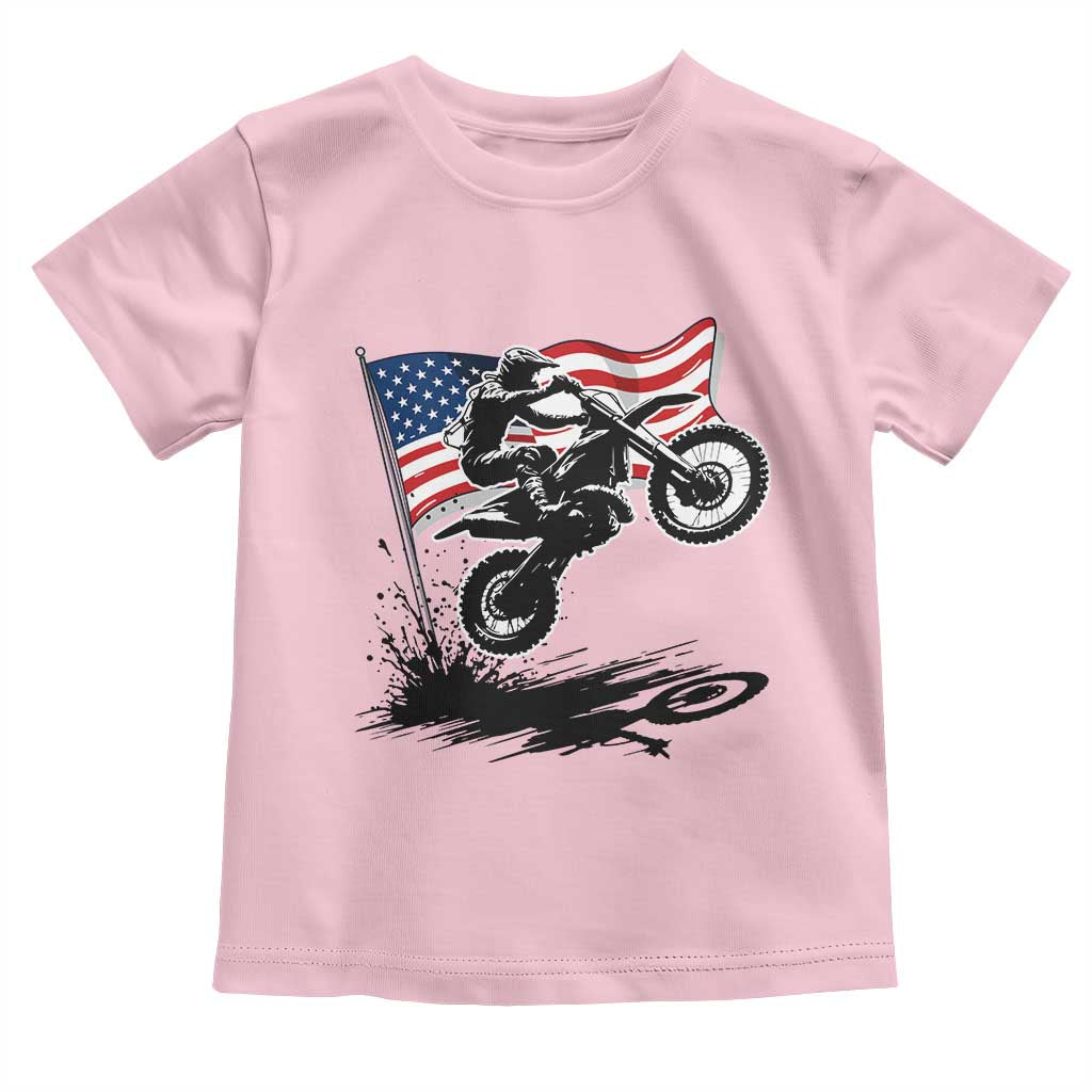 Dirt Bike American Flag Motocross Toddler T Shirt - Wonder Print Shop