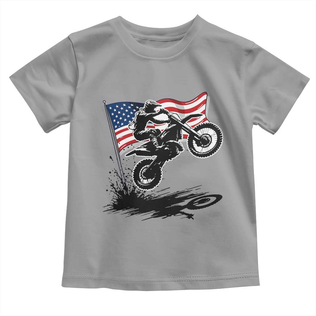 Dirt Bike American Flag Motocross Toddler T Shirt - Wonder Print Shop