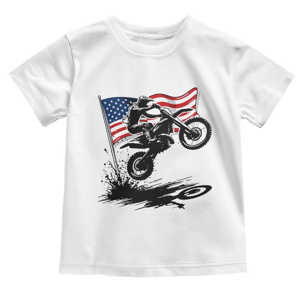 Dirt Bike American Flag Motocross Toddler T Shirt - Wonder Print Shop