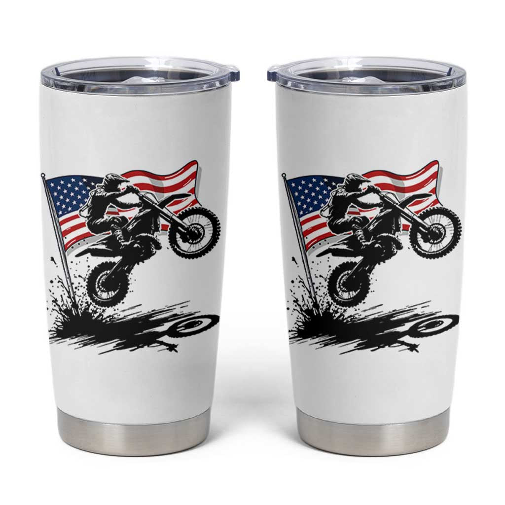 Dirt Bike American Flag Motocross Tumbler Cup