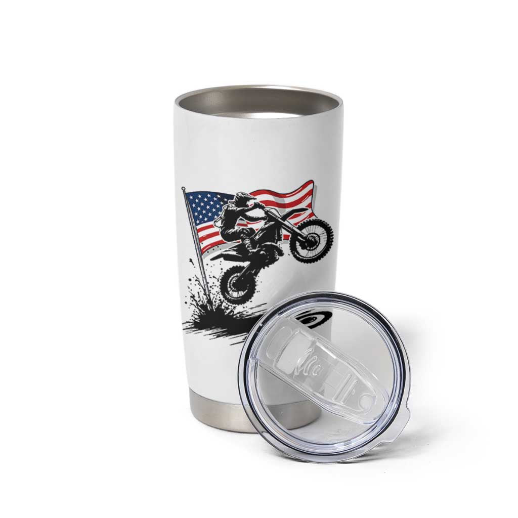 Dirt Bike American Flag Motocross Tumbler Cup