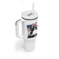 Dirt Bike American Flag Motocross Tumbler With Handle