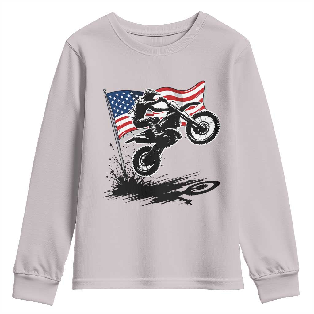 Dirt Bike American Flag Motocross Youth Sweatshirt - Wonder Print Shop