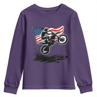 Dirt Bike American Flag Motocross Youth Sweatshirt - Wonder Print Shop