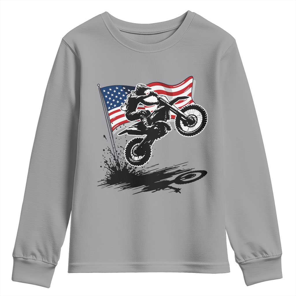 Dirt Bike American Flag Motocross Youth Sweatshirt - Wonder Print Shop