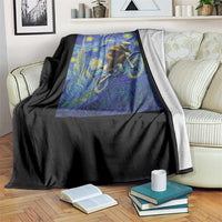 Bigfoot Dirt Bike Sasquatch Throw Blanket Starry Night Van Gogh Biker - Wonder Print Shop