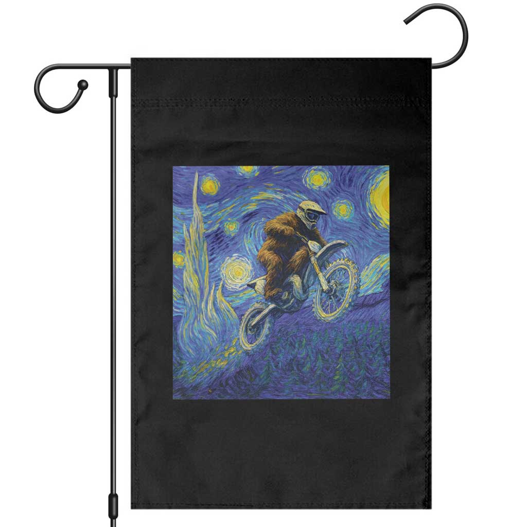 Bigfoot Dirt Bike Sasquatch Garden Flag Starry Night Van Gogh Biker - Wonder Print Shop